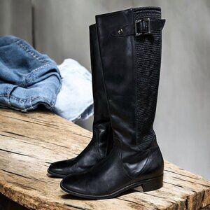 Aquatalia Black City to Country Italian Leather Riding Boots Minimalist Luxe Siz